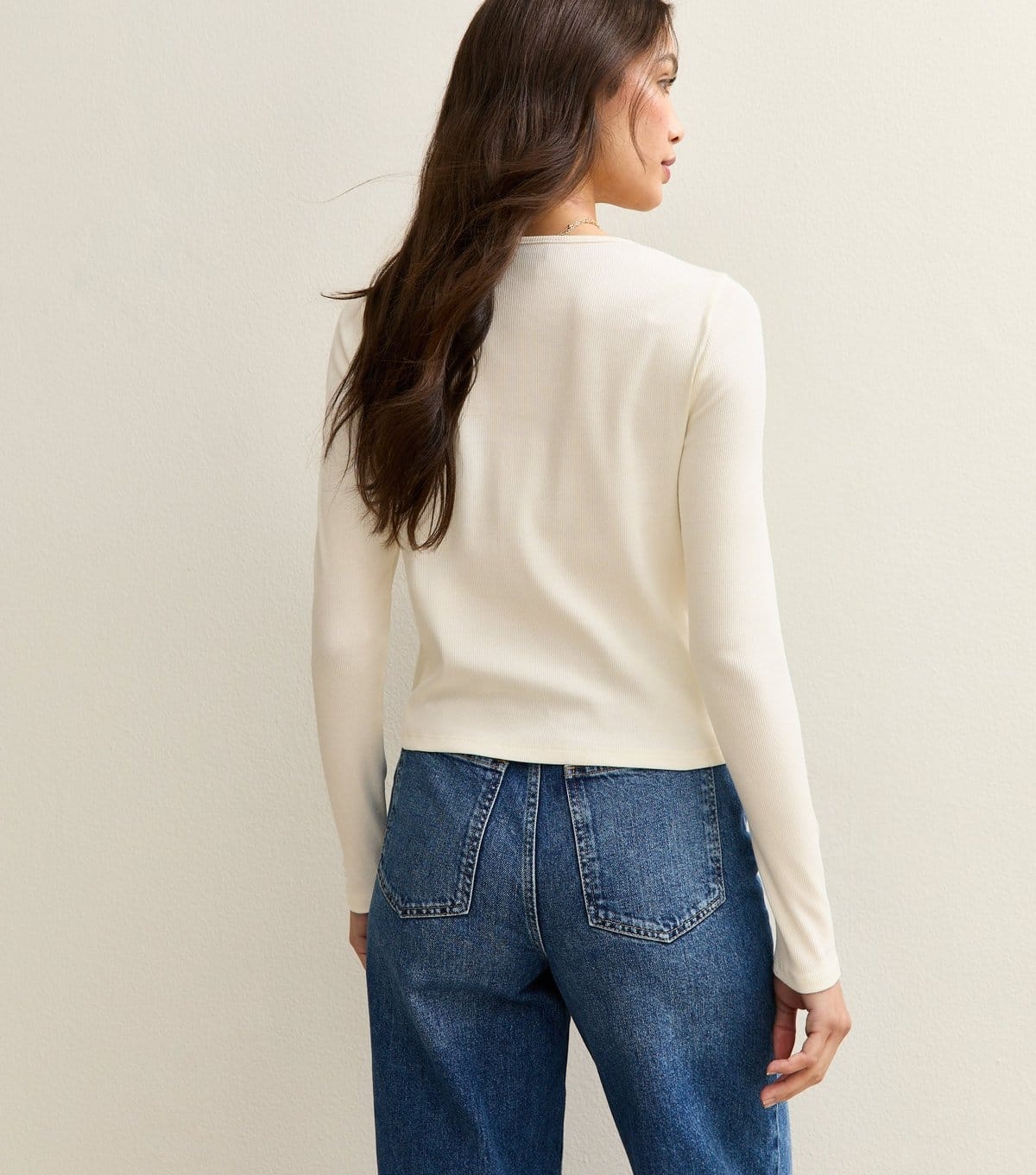 New Look Women's Cream Rib Crew Neck Cardigan New Look - 4