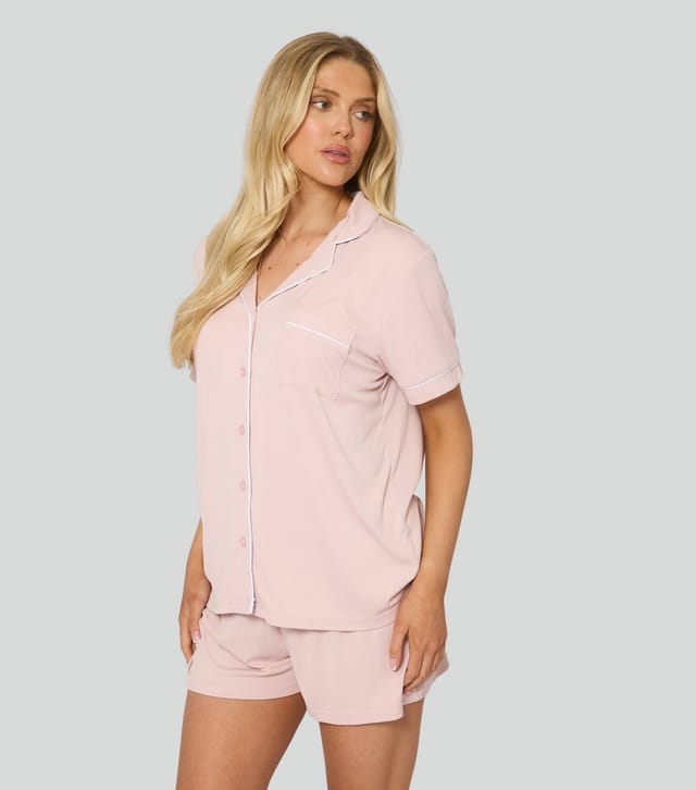 Loungeable Women's Pink Short Sleeve Top and Shorts Pyjama Set Loungeable New Look - 2