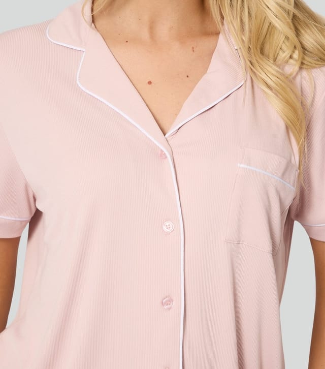 Loungeable Women's Pink Short Sleeve Top and Shorts Pyjama Set Loungeable New Look - 3