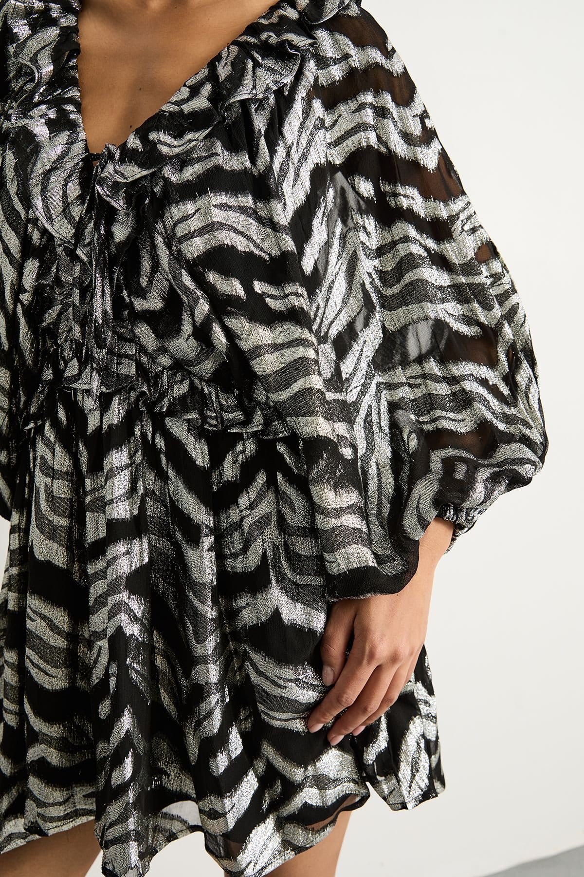 Warehouse Warehouse Women's Petite Viscose Zebra Jacquard Skater Dress - 4