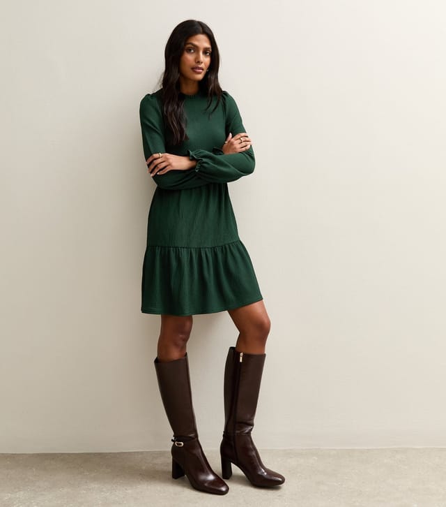 New Look Women's Dark Green Smocked Tiered Mini Dress New Look - 3