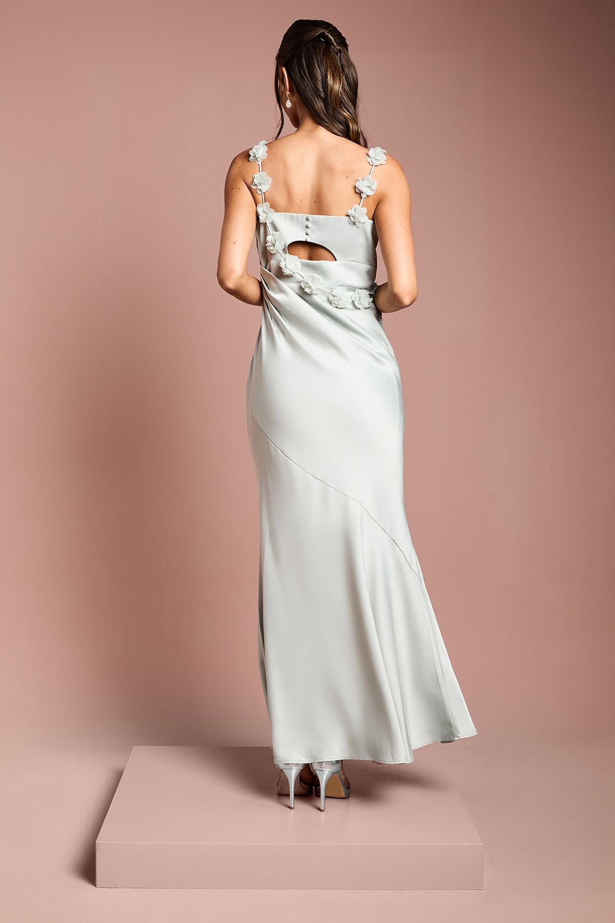 Coast Coast Women's Strappy Cowl Maxi with Floral Detail Bridesmaid Dress in Sage - 4