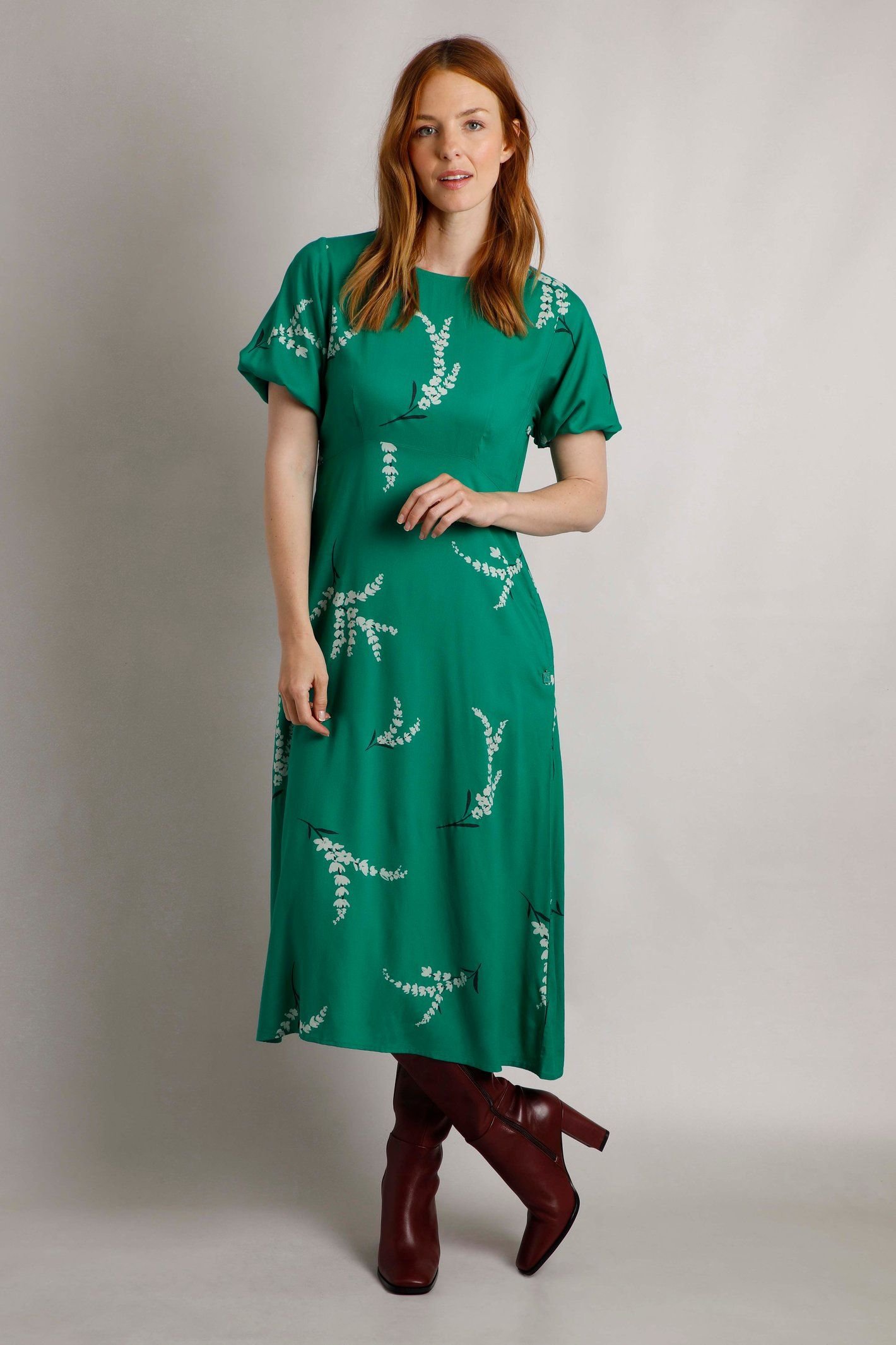 Weird Fish Weird Fish Women's Everly Printed Viscose Dress in Bright Green - 4
