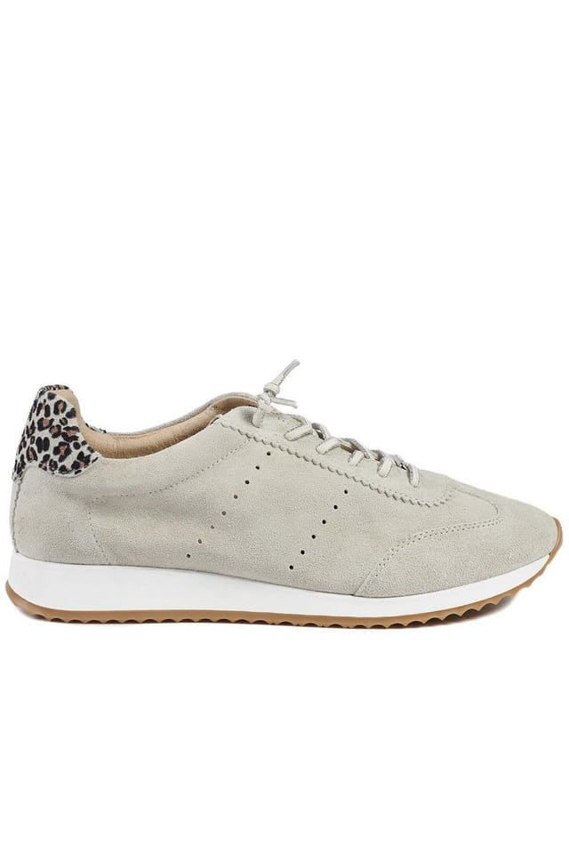 Jones Bootmaker Jones Bootmaker Women's Alenya Suede Leather Lace Up Trainers in Taupe - 2