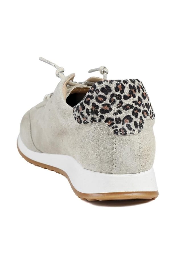 Jones Bootmaker Jones Bootmaker Women's Alenya Suede Leather Lace Up Trainers in Taupe - 3