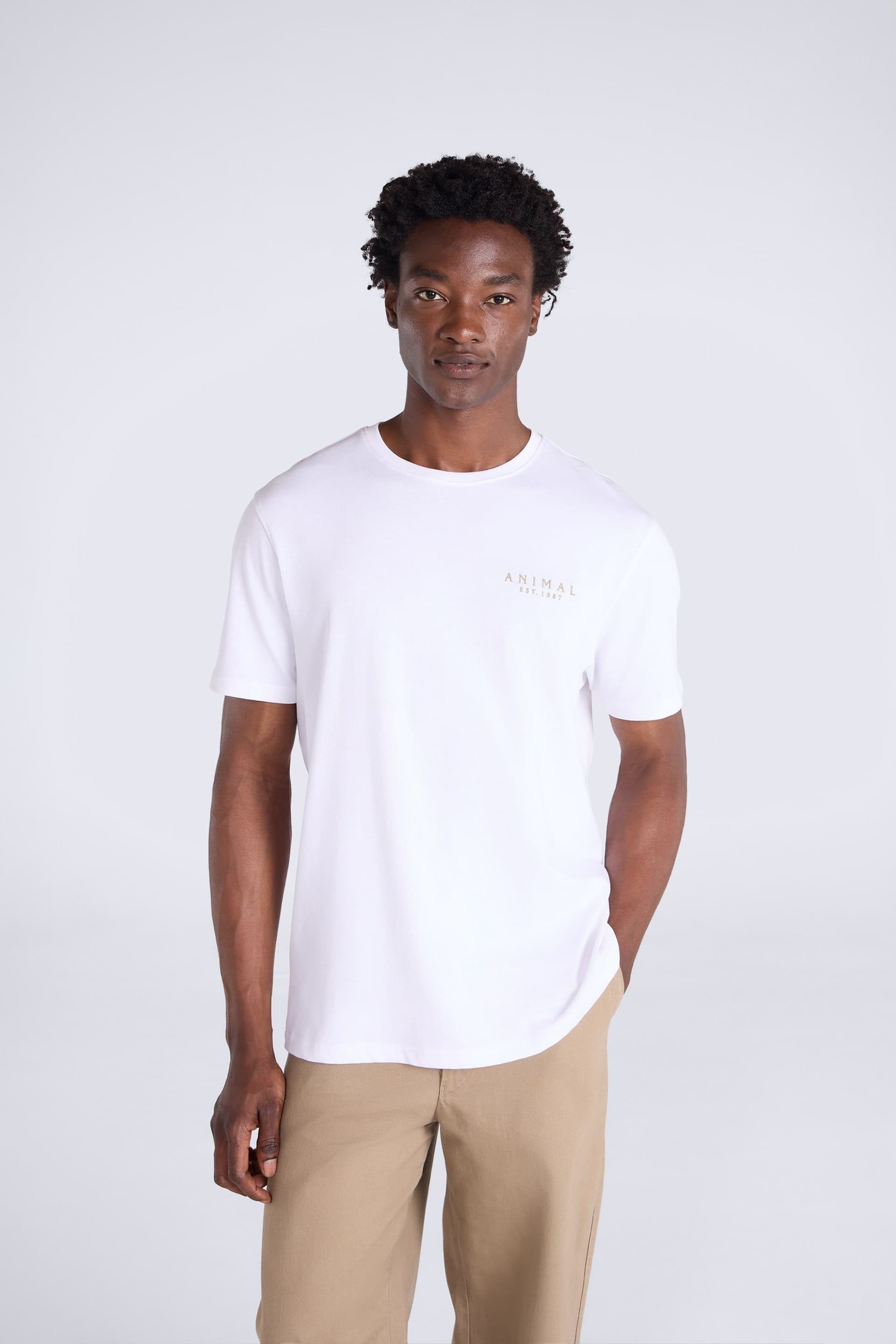 Animal Animal Men's 'Chase' Breathable Short Sleeve Cotton Relaxed Fit T-Shirt in White