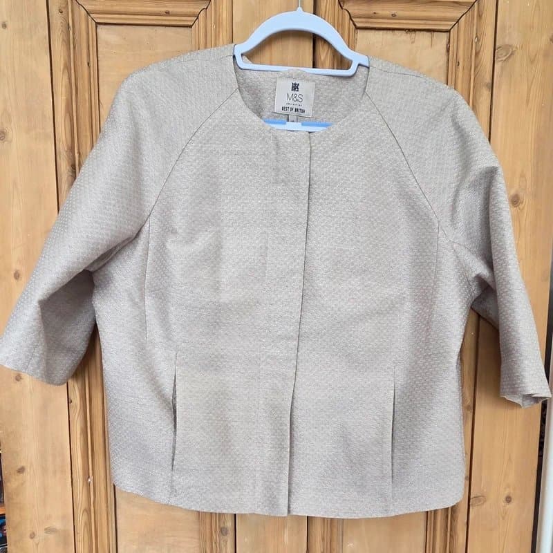 Marks & Spencer New Marks & Spencer Best of British lightweight wool mix cropped jacket in champagne. Size 16