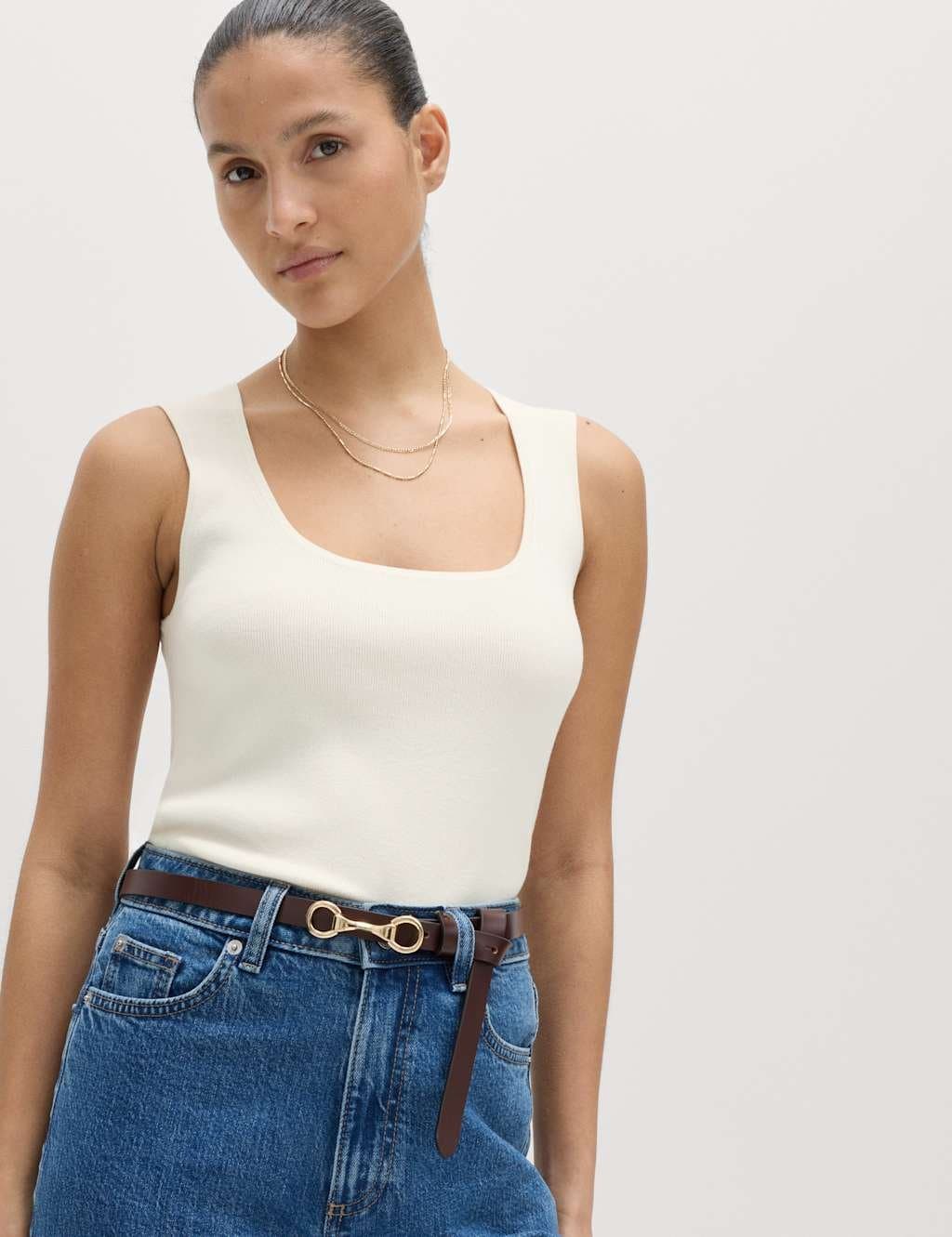 Marks & Spencer M&S Ivory Square Neck Knitted Vest