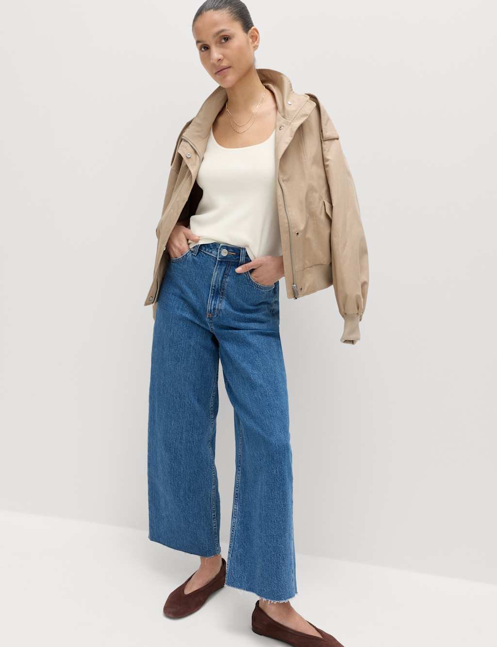 Marks & Spencer M&S Square Neck Slim Fit Knitted Vest Ivory - 2