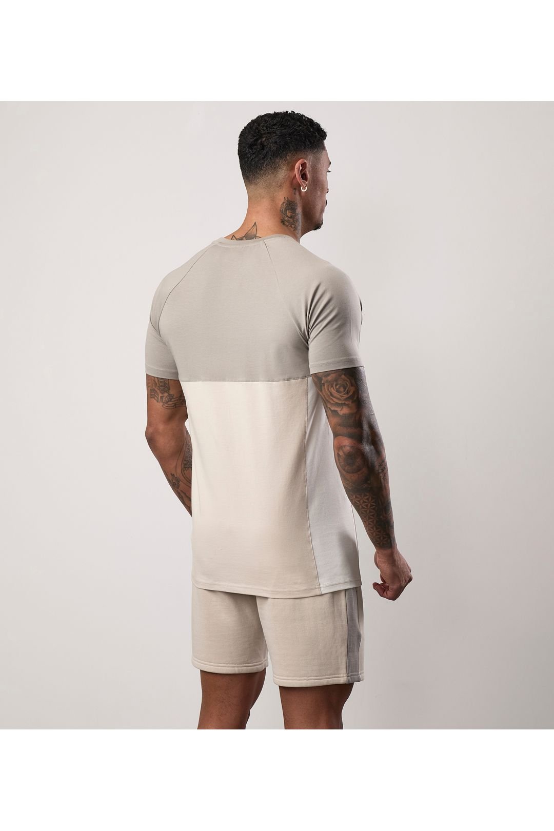 Gym King GYM KING Men's Contrast Panel Tee Taupe/ Light Stone/ White in Grey - 3