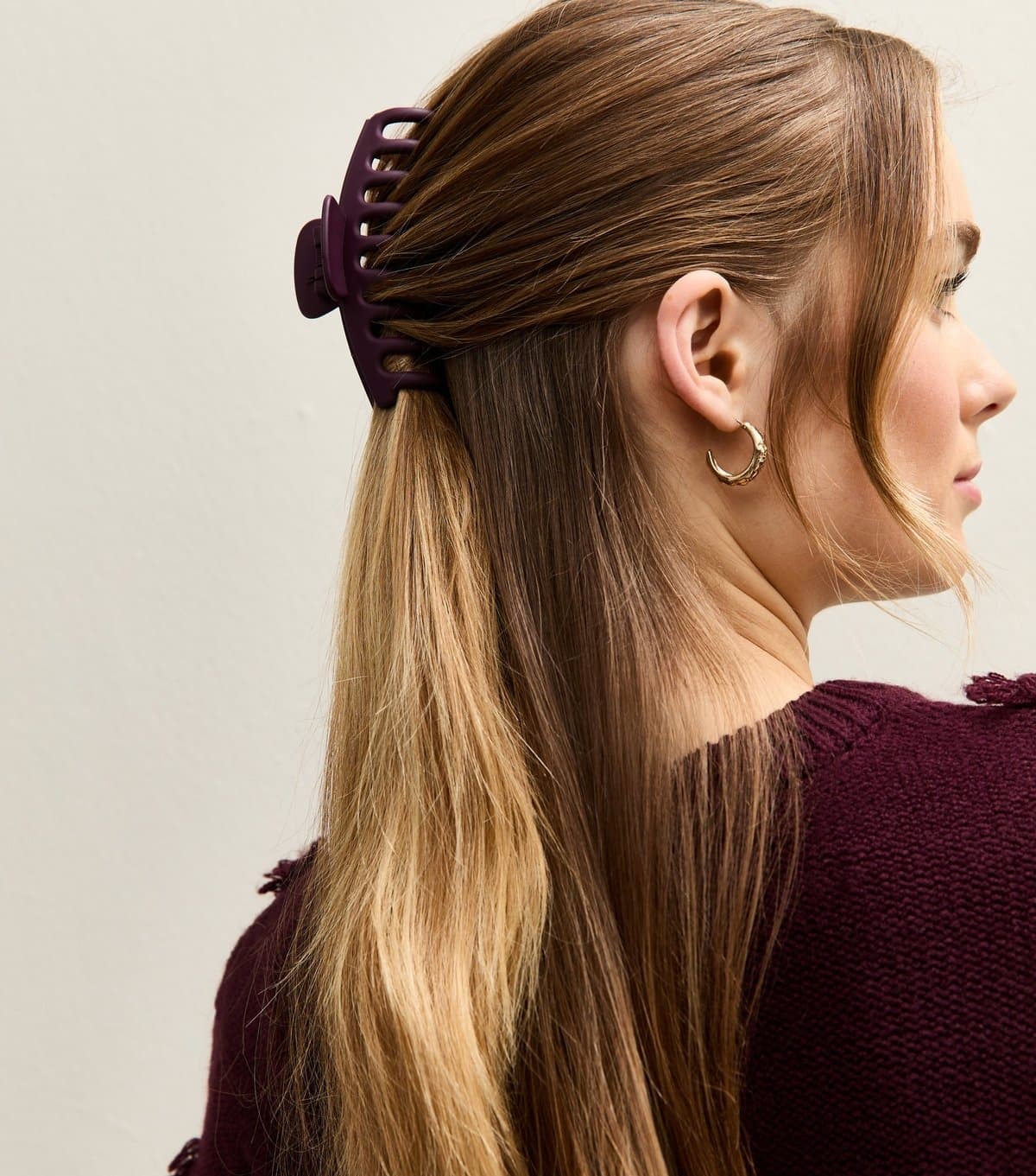 New Look Dark Burgundy Matte Hair Claw Clip New Look