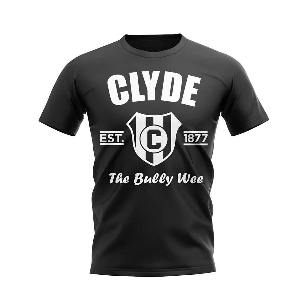 Clyde Clyde Men's Personalised Established Football T-Shirt in Black