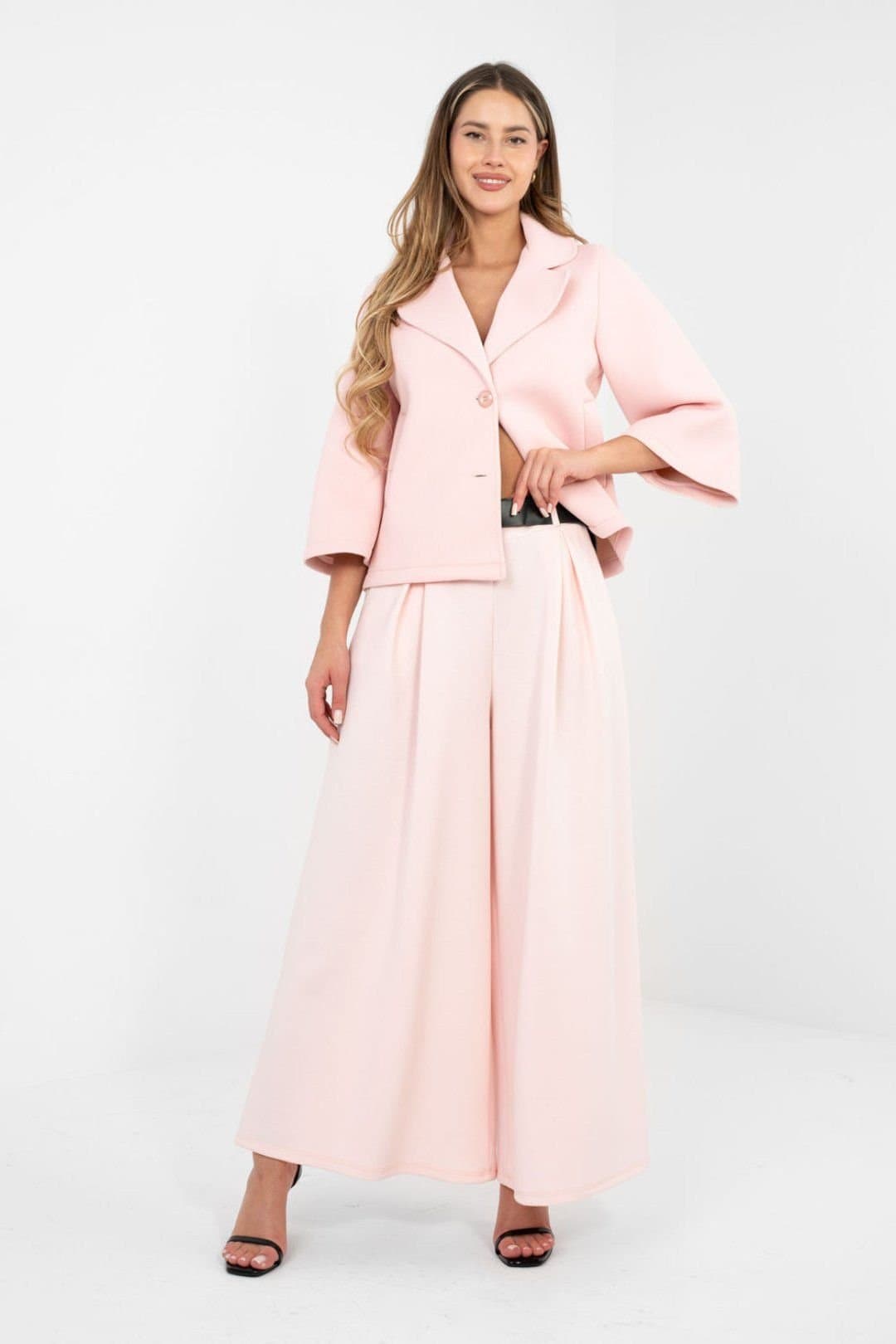 Love Lace Love Lace Pink Palazzo Sweatpants with Waist Belt