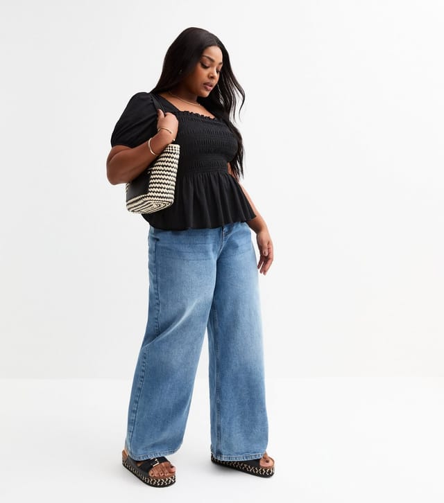 New Look Women's Plus Size Black Crinkled Shirred Top Curves New Look - 3