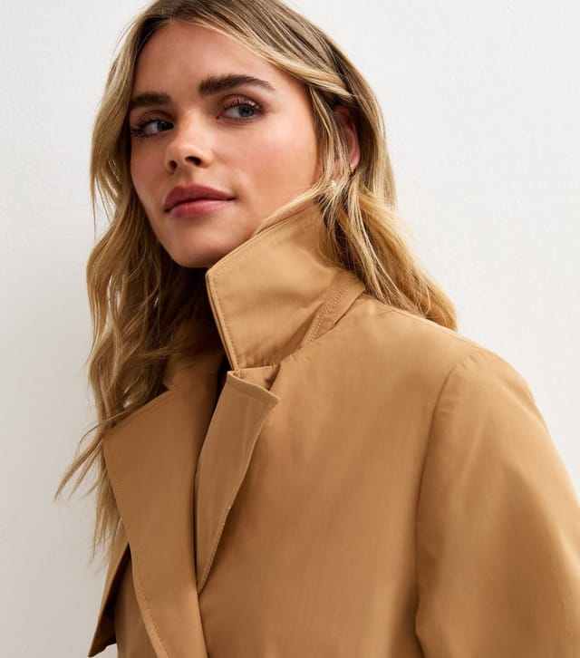 New Look Women's Petite Tan Double Breasted Belted Mac Jacket New Look - 2