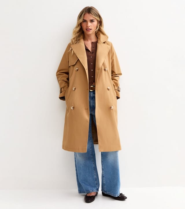 New Look Women's Petite Tan Double Breasted Belted Mac Jacket New Look - 3