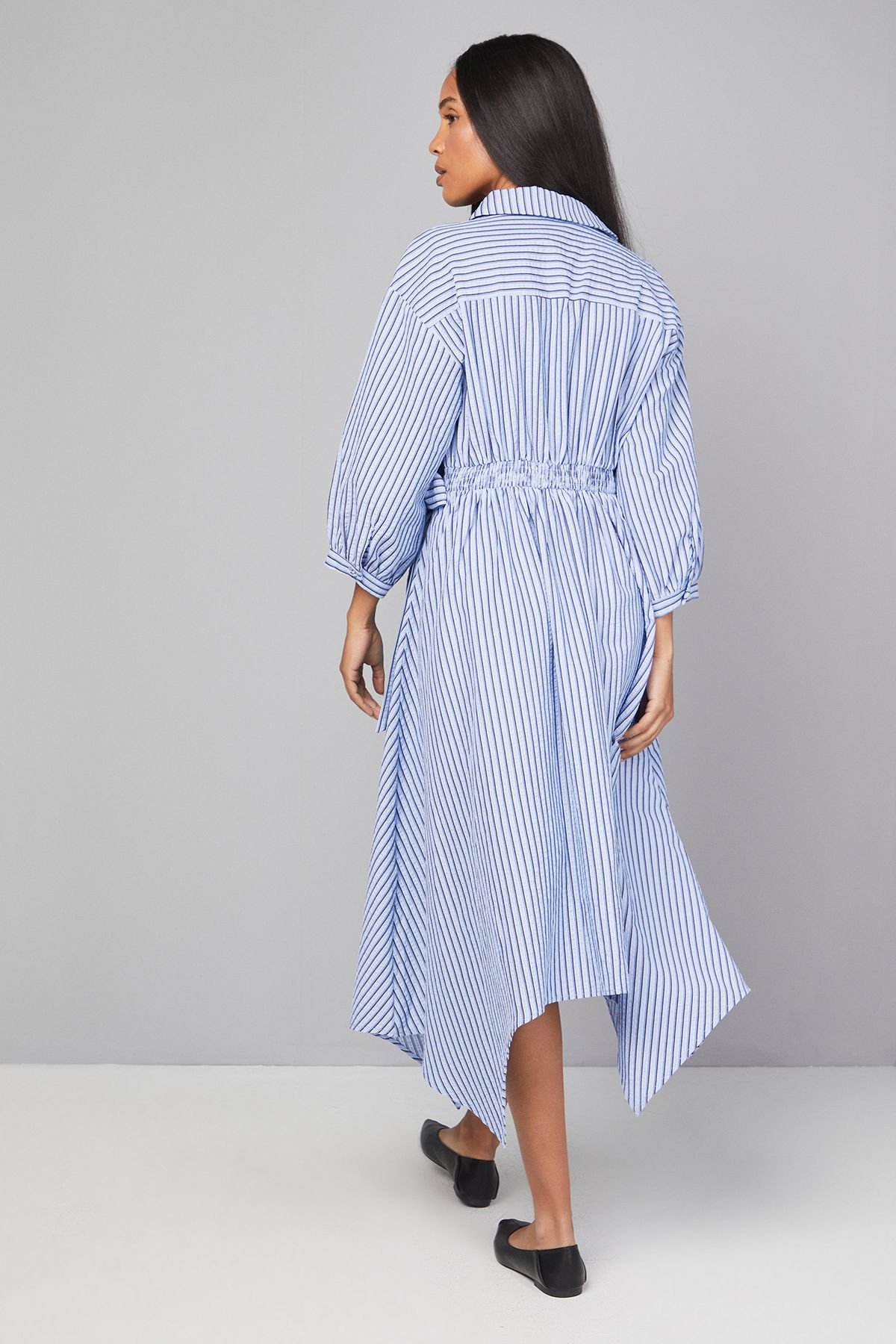 Wallis Wallis Women's Stripe Wrap Midi Dress in Blue - 3