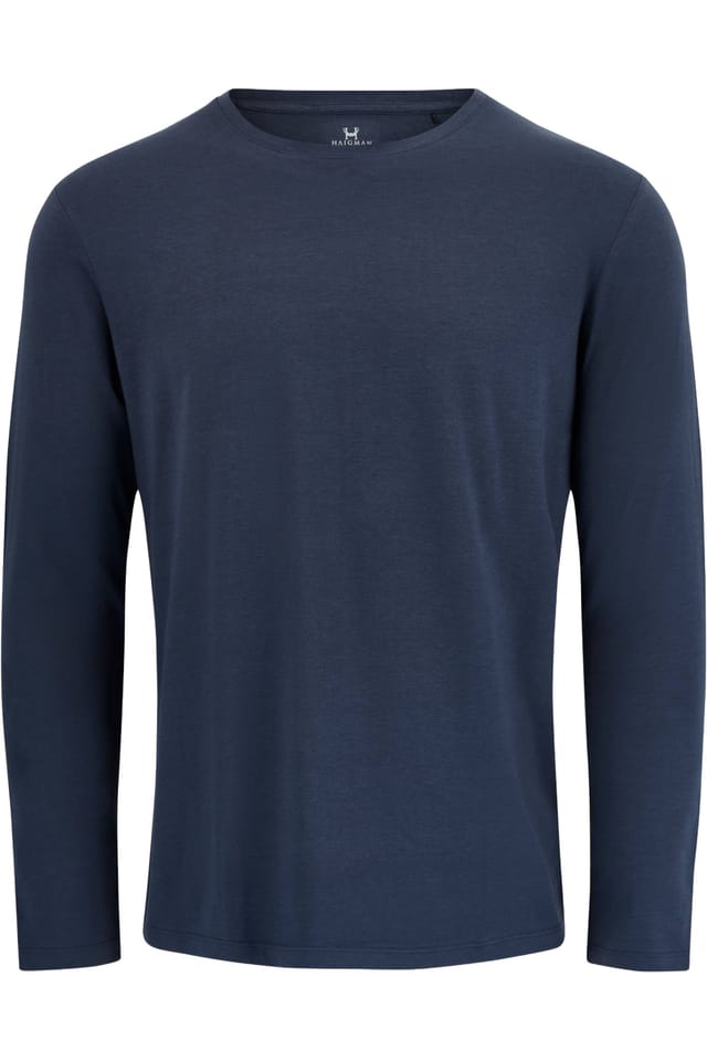 Haigman Haigman Men's Men's 2 Pack Bamboo Cotton Soft Stretch Long Sleeve T-Shirts in Blue - 2