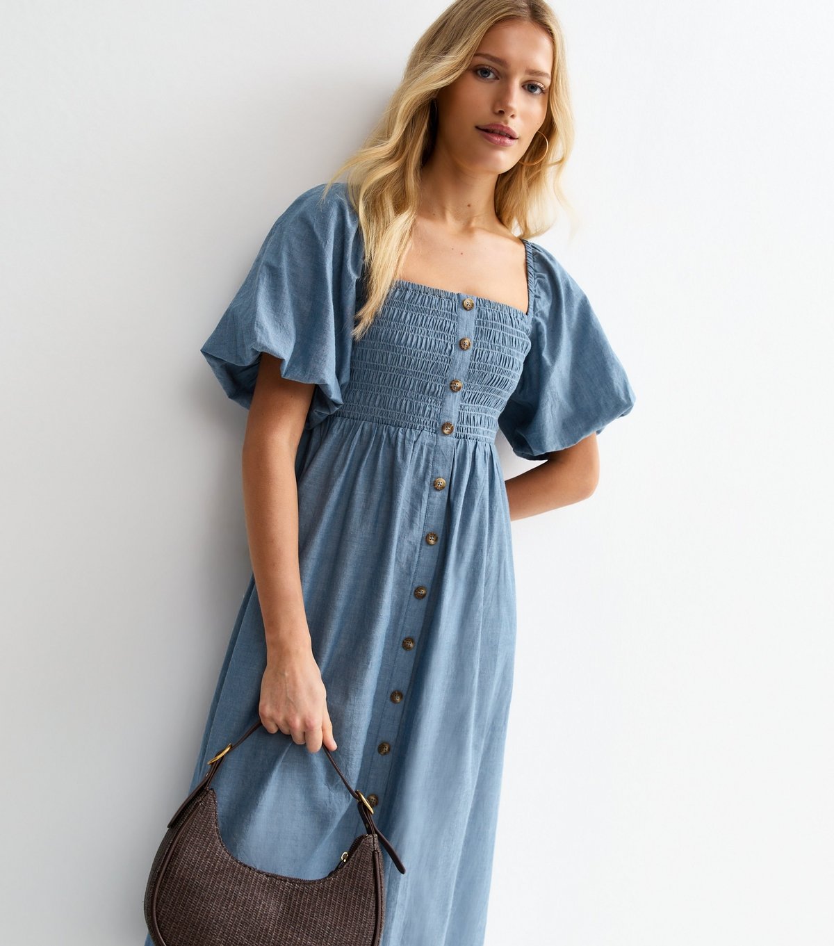 New Look Women's Light Blue Chambray Milkmaid Midi Dress New Look - 2