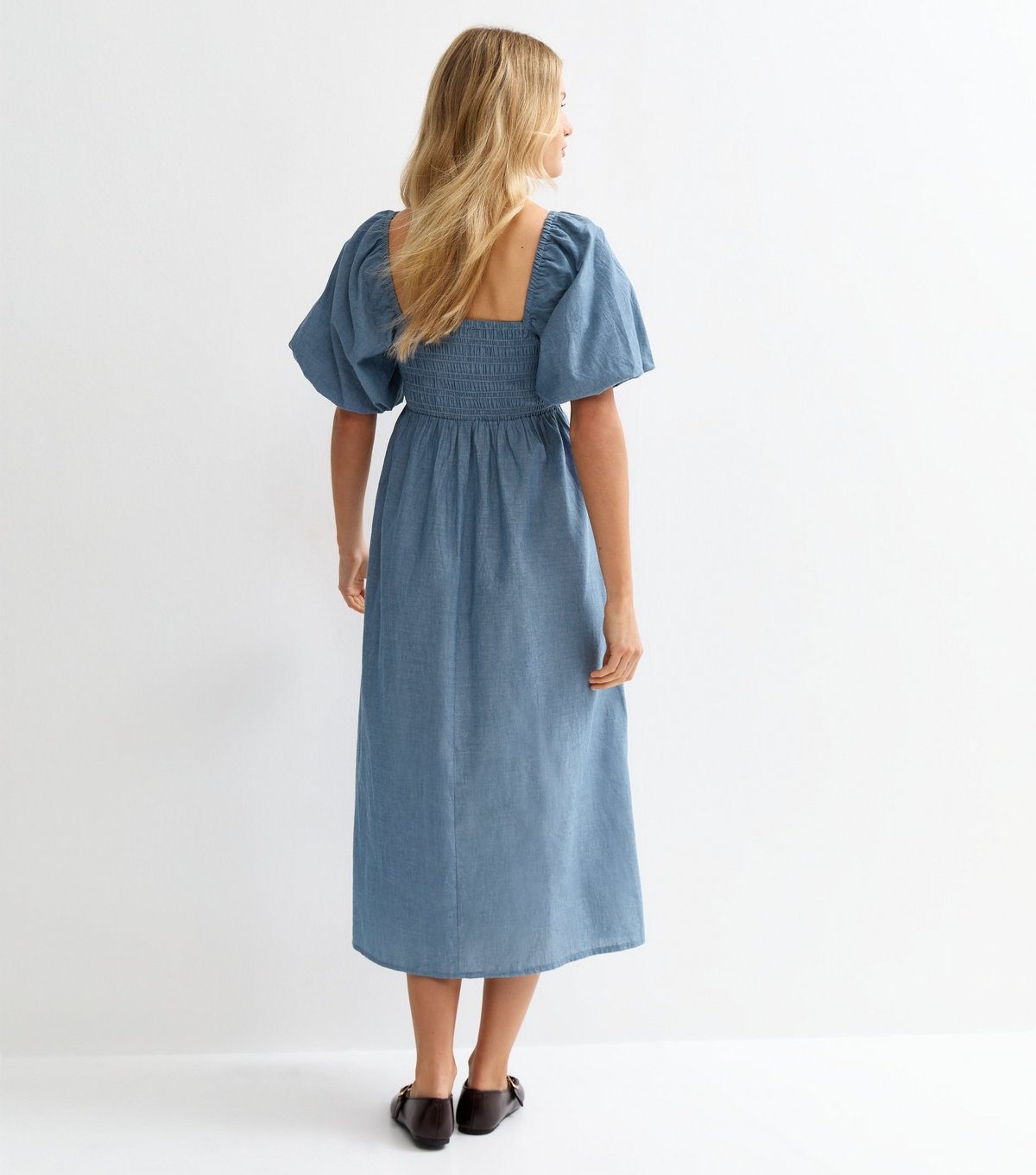 New Look Women's Light Blue Chambray Milkmaid Midi Dress New Look - 4