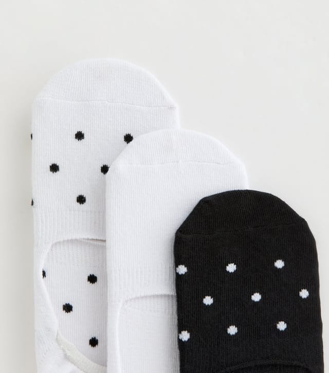 New Look Pack of 3 Black and White Polka Dot No Show Socks New Look - 2