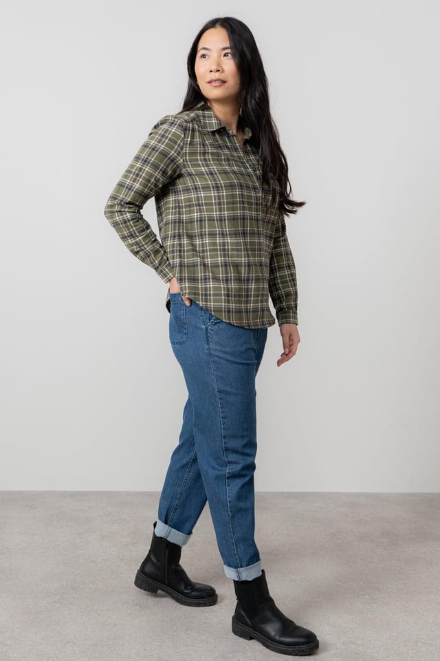 Lily & Me Lily & Me Women's Beech Brushed Cotton Long Sleeve Checked Shirt with Curved Hem - 3
