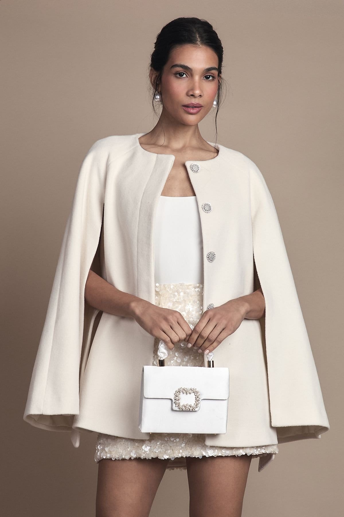 Coast Coast Women's White Belted Short Occasion Cape Coat - 4
