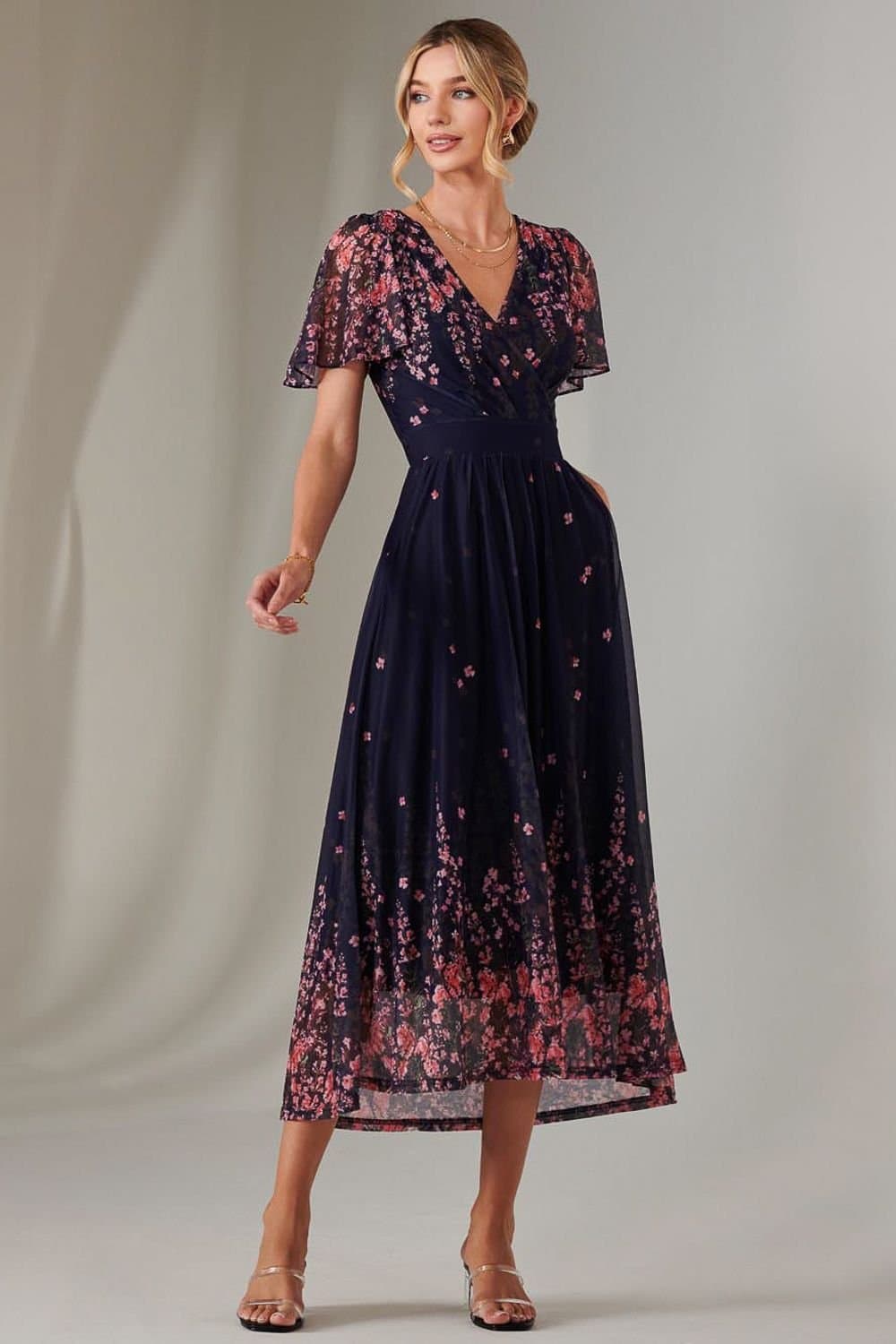 Jolie Moi Jolie Moi Women's Wrap Maxi Dress in Pink