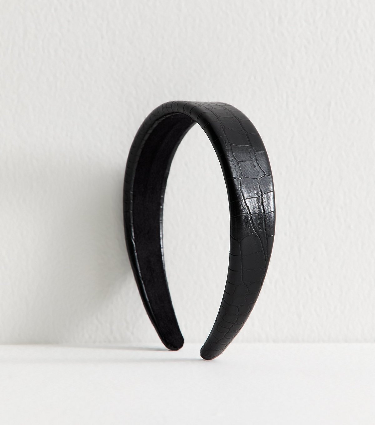 New Look Black Faux Leather Crocodile Embossed Padded Headband New Look - 2