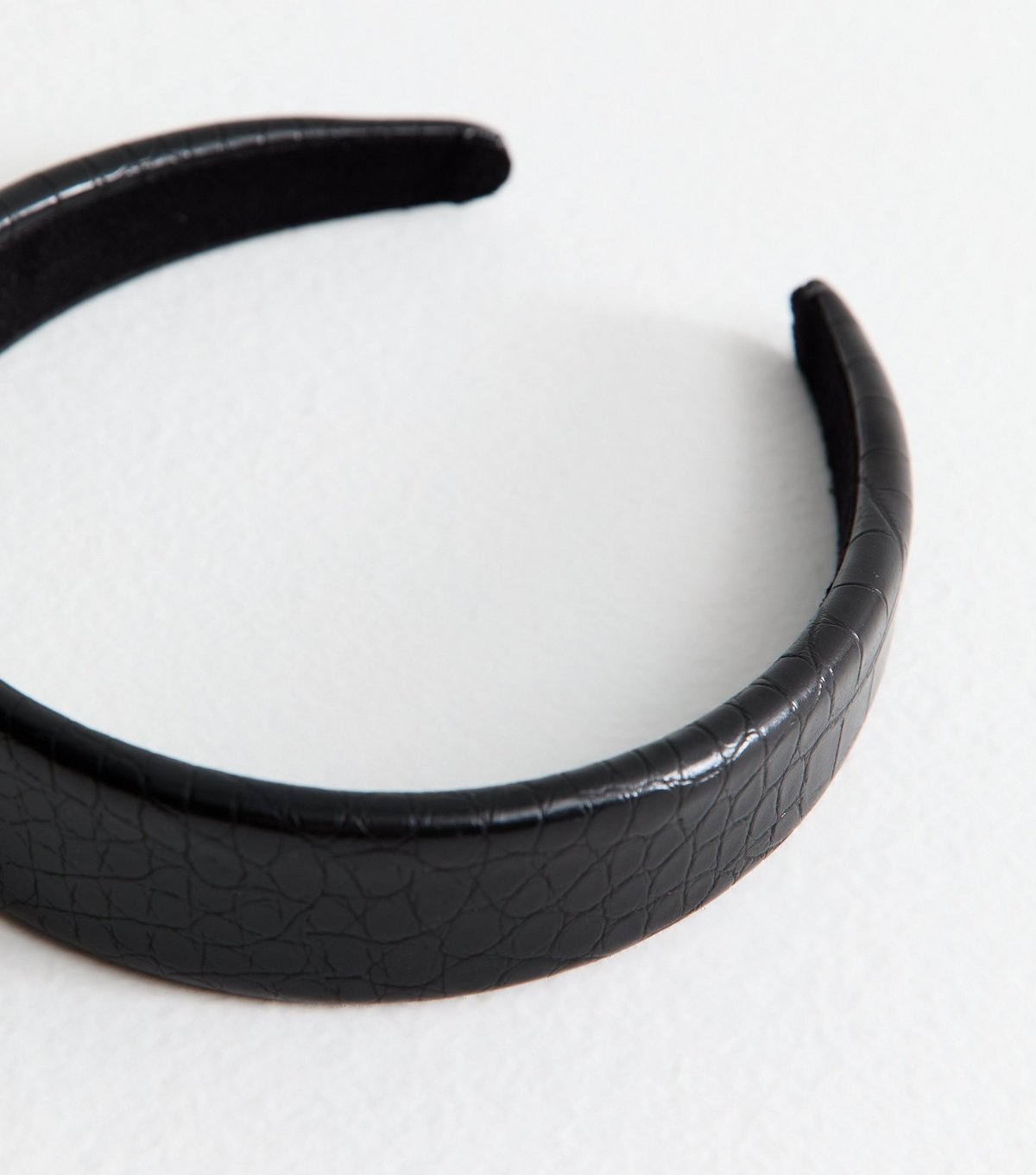 New Look Black Faux Leather Crocodile Embossed Padded Headband New Look - 3