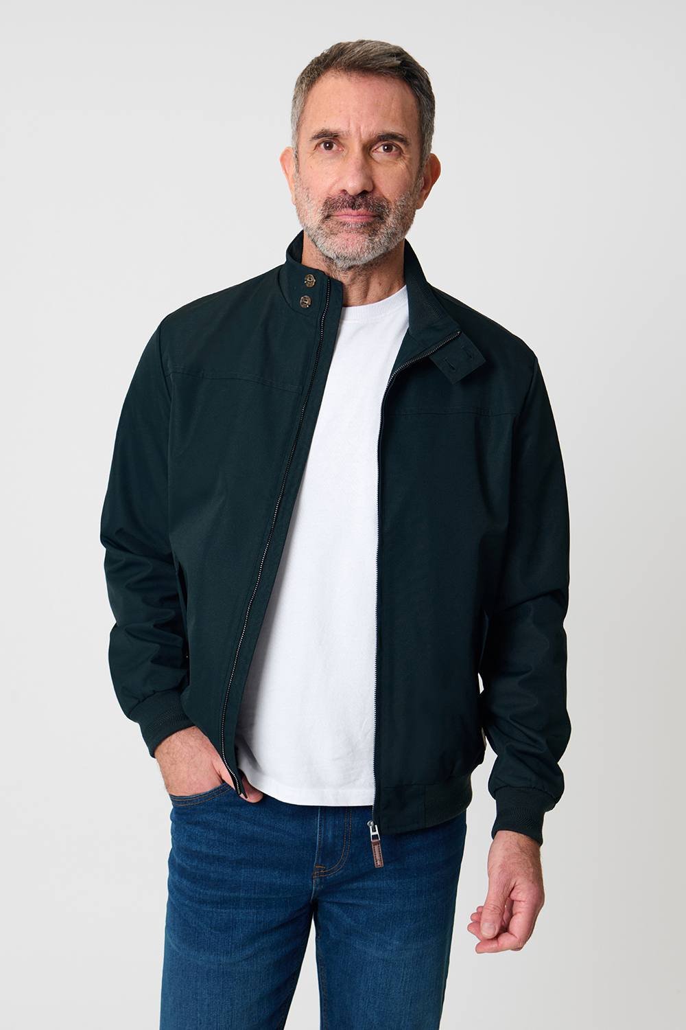 Saltwell Saltwell Men's Showerproof Funnel Neck Harrington Jacket in Dark Navy - 2