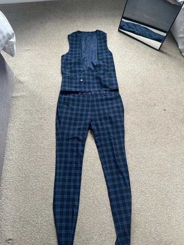 ASOS ASOS waistcoat and trousers blue check - 1