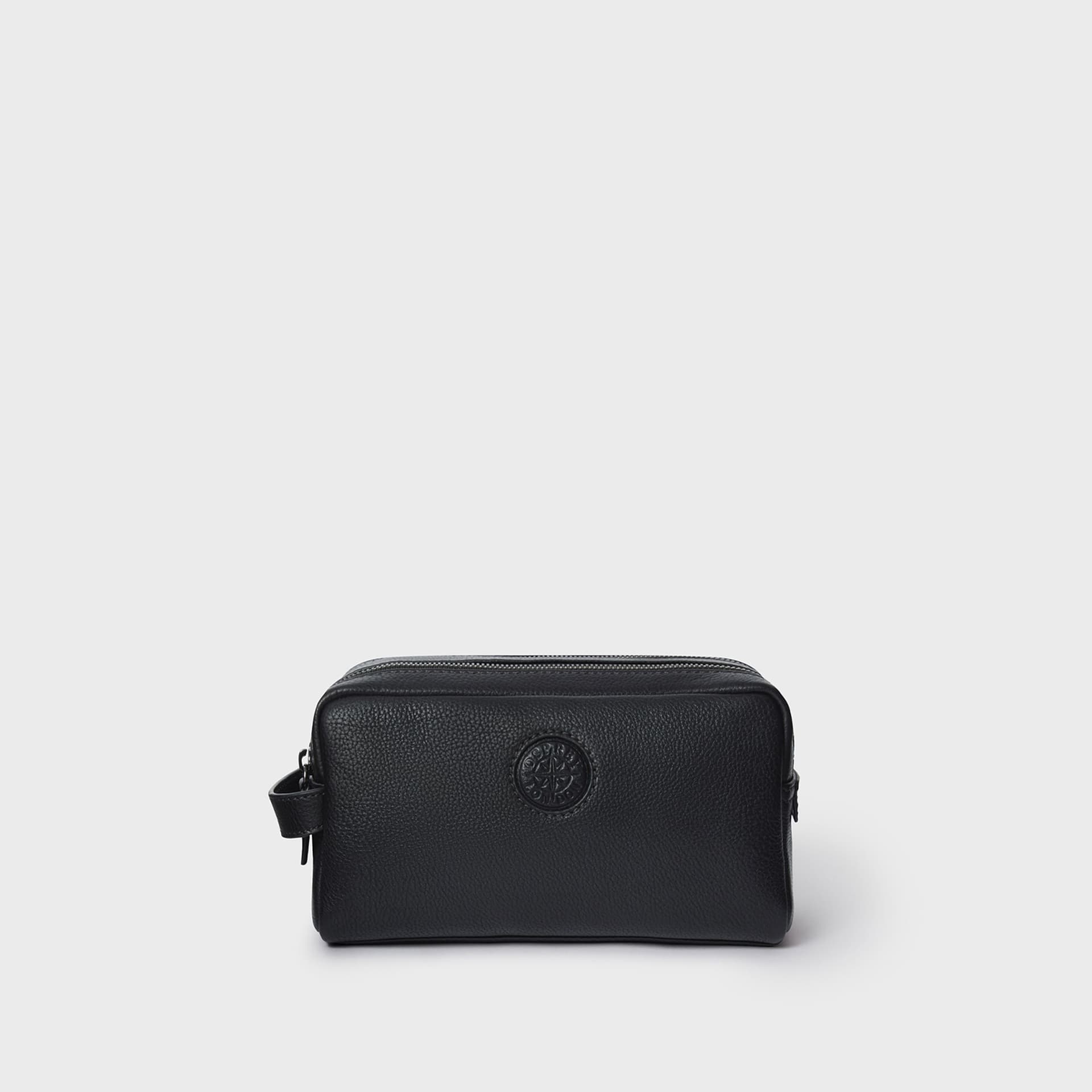 OSPREY LONDON OSPREY LONDON Men's The Compass Leather Washbag in Black