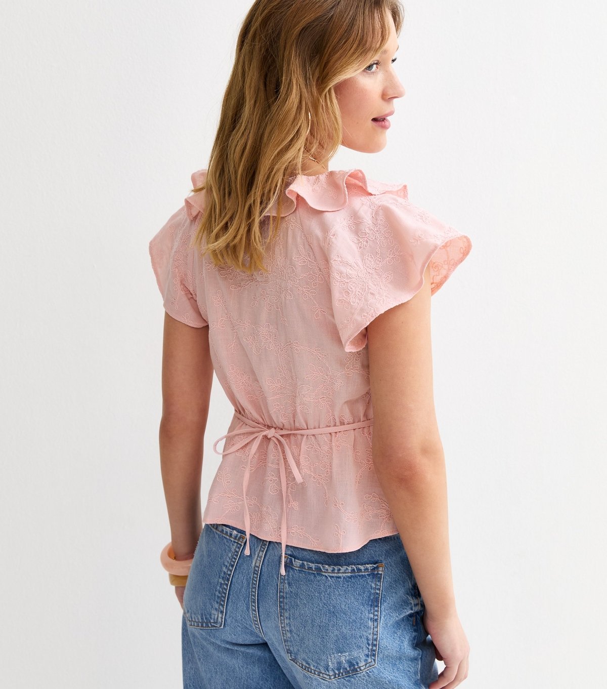 New Look Women's Light Pink Embroidered Floral Tea Top New Look - 4