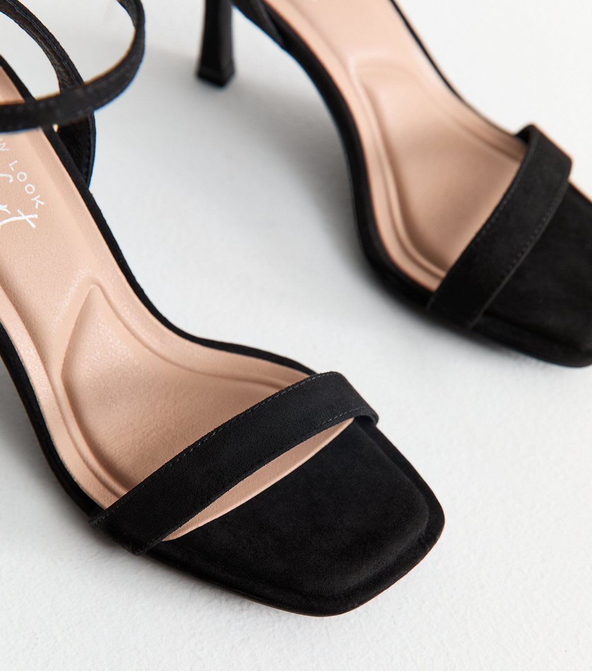New Look Women's Black Faux Suede Square Toe Stiletto Sandals New Look - 3