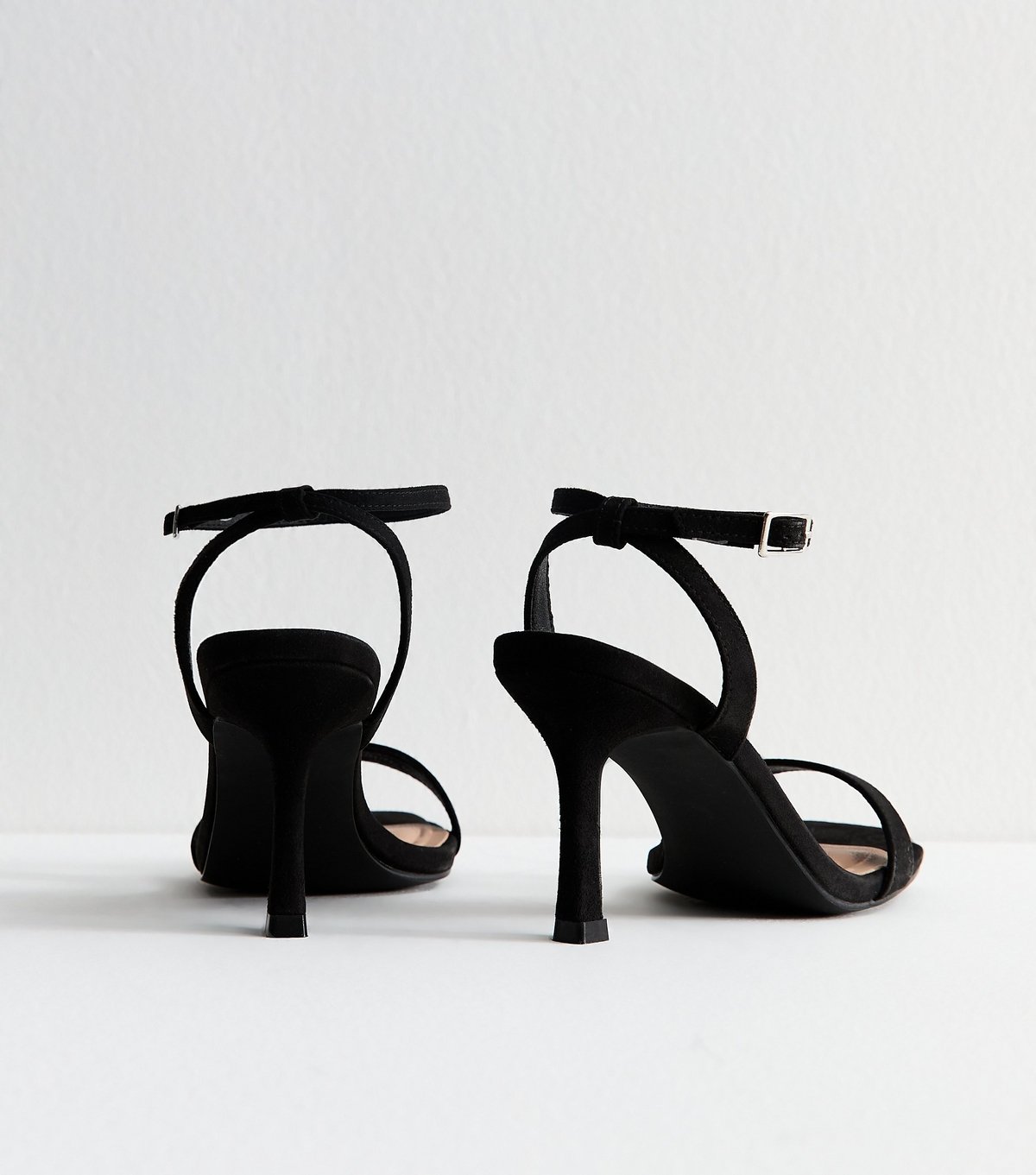 New Look Women's Black Faux Suede Square Toe Stiletto Sandals New Look - 4