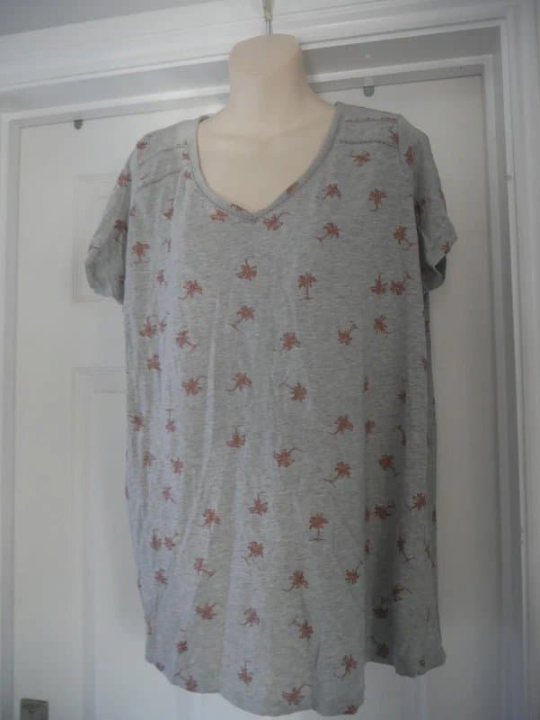 Mantaray products Mantaray Top Ladies Size 18 Grey Gold Palm Trees Blouse BNWT New T-Shirt