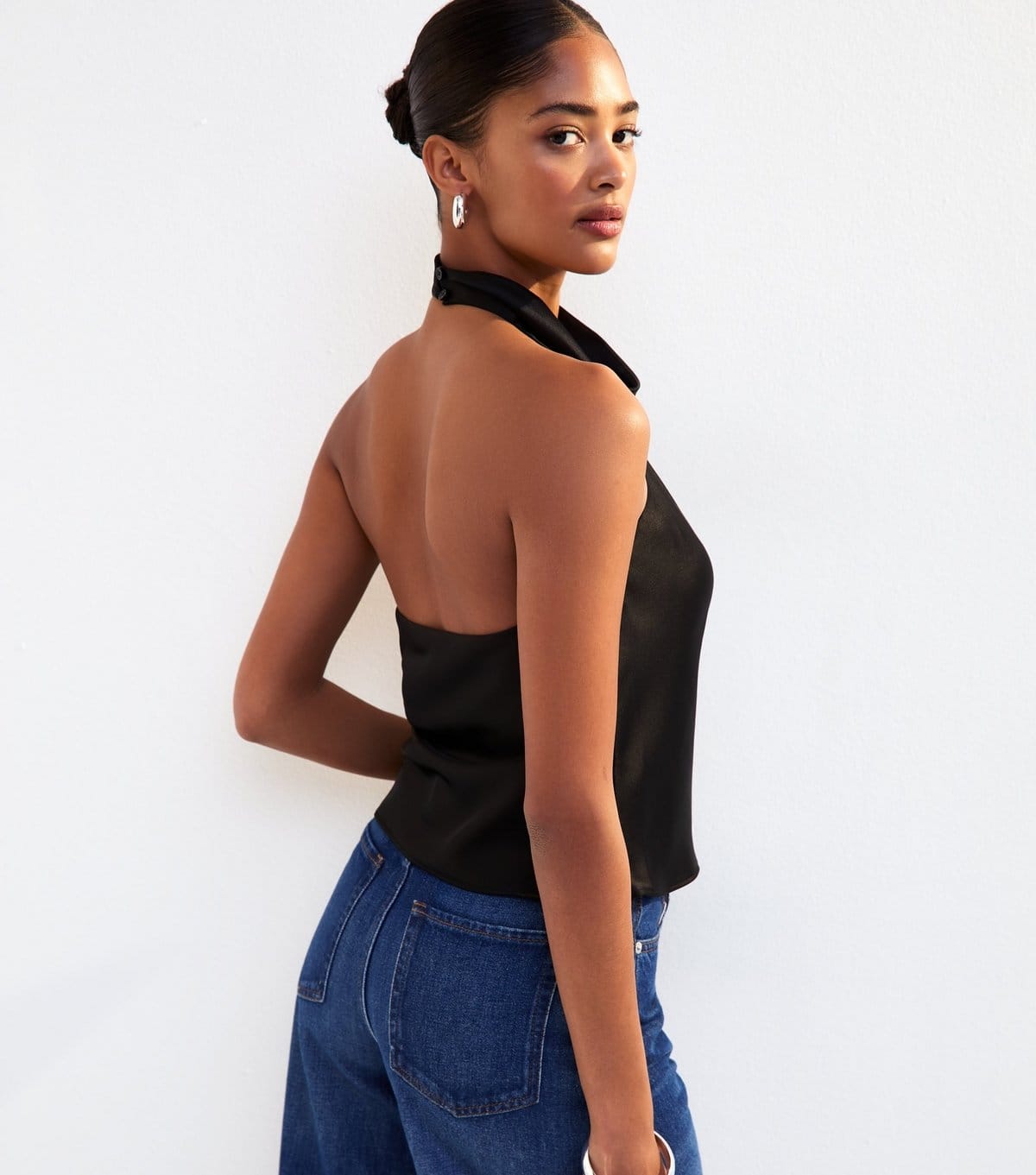 New Look Women's Black Satin Halterneck Top New Look - 4