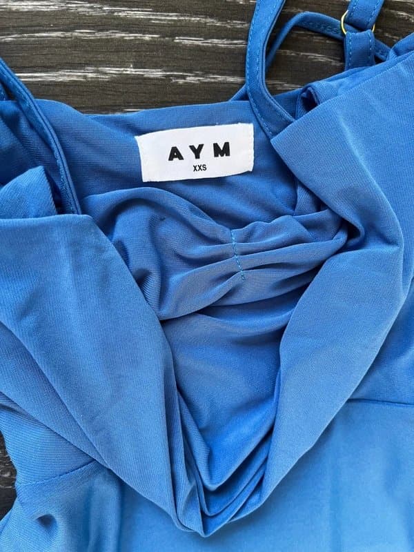 AYM Lulah canary blue midi corset designer dress | AYM Studio | XXS