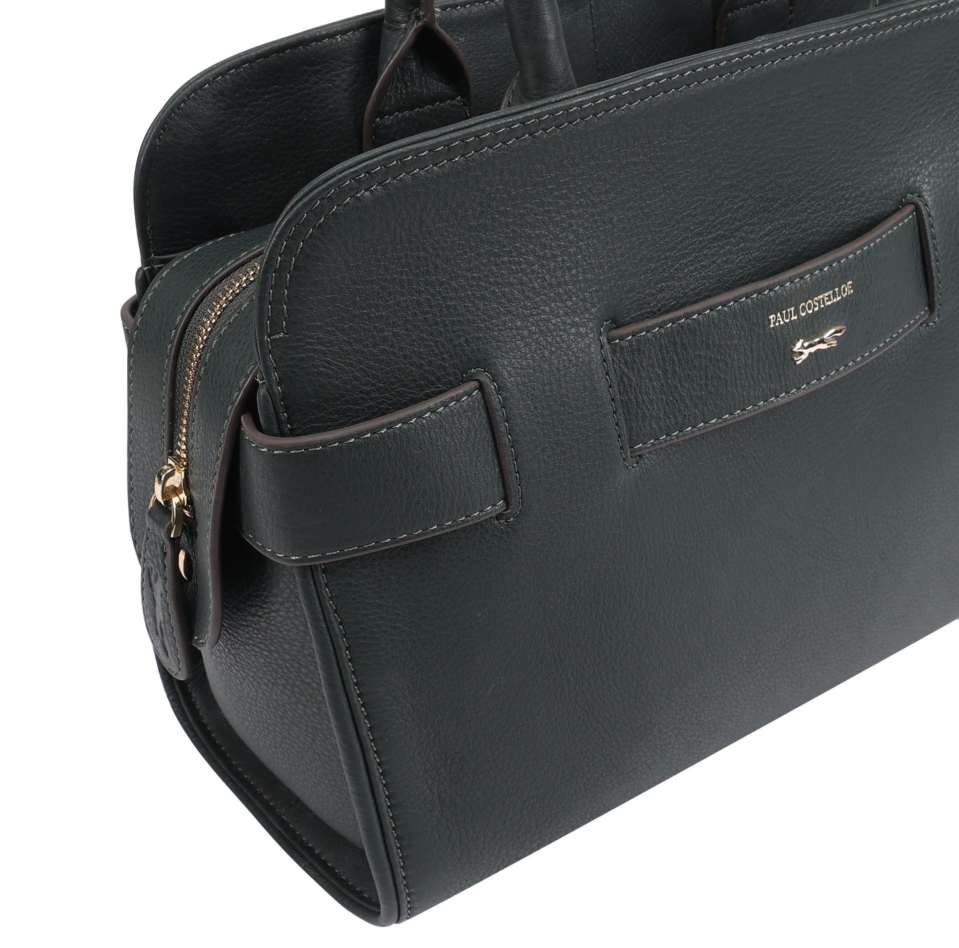 Paul Costelloe Paul Costelloe Women's Colima Leather Shoulder Bag in Dark Green - 4