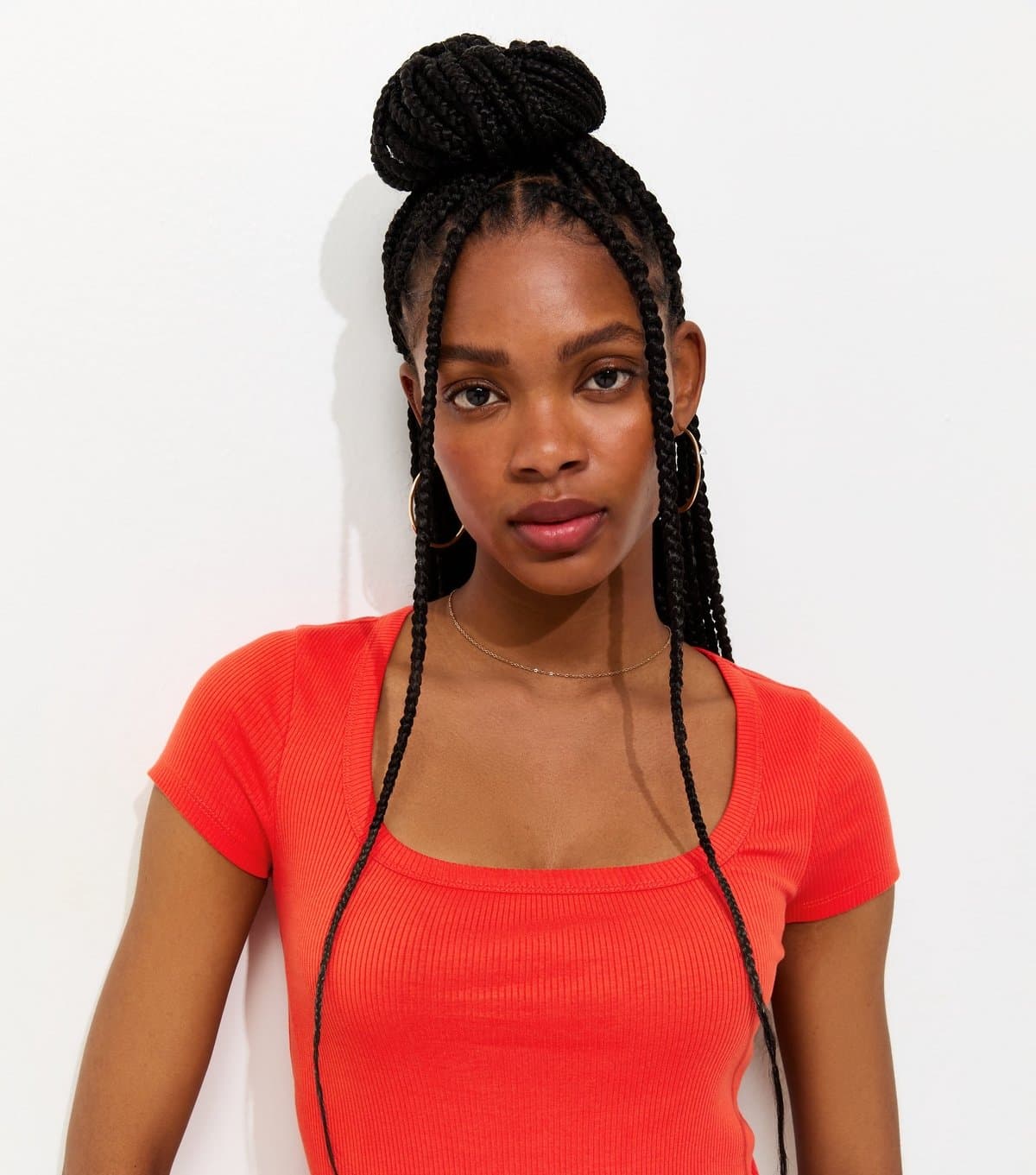 New Look Women's Bright Orange Square Neck Top New Look