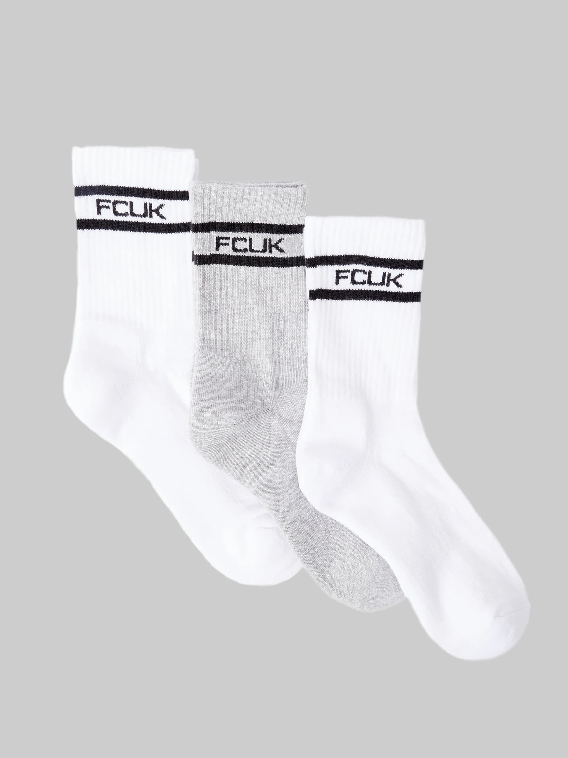 French Connection 3 Pack FCUK Sports Stripe Socks Multi 2