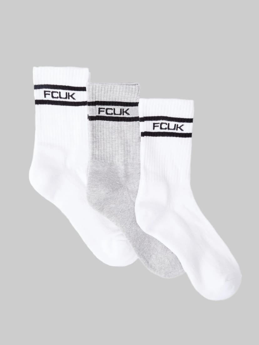 French Connection 3 Pack FCUK Sports Stripe Socks Multi 2 - 1