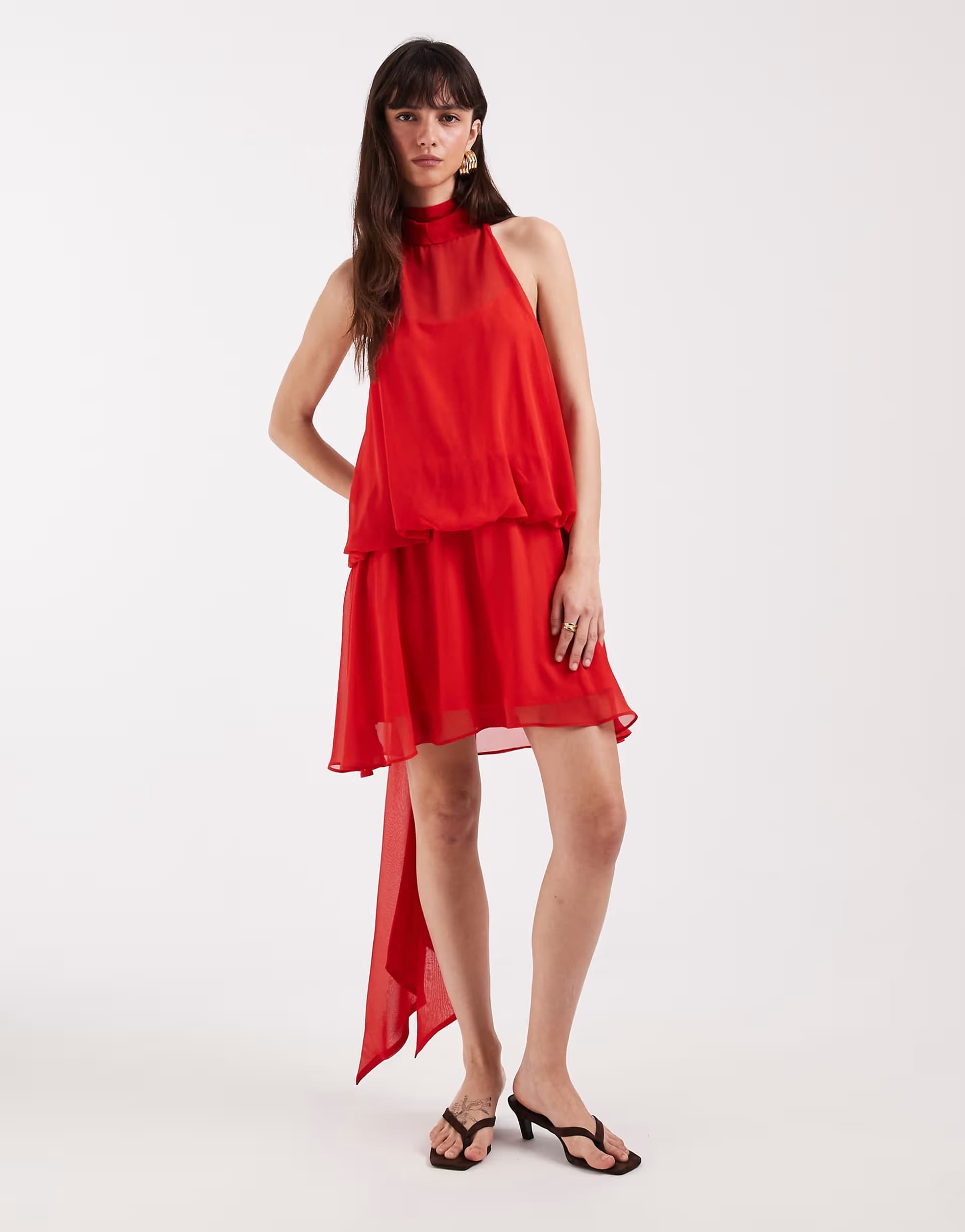 ASOS ASOS DESIGN halter neck mini dress in red