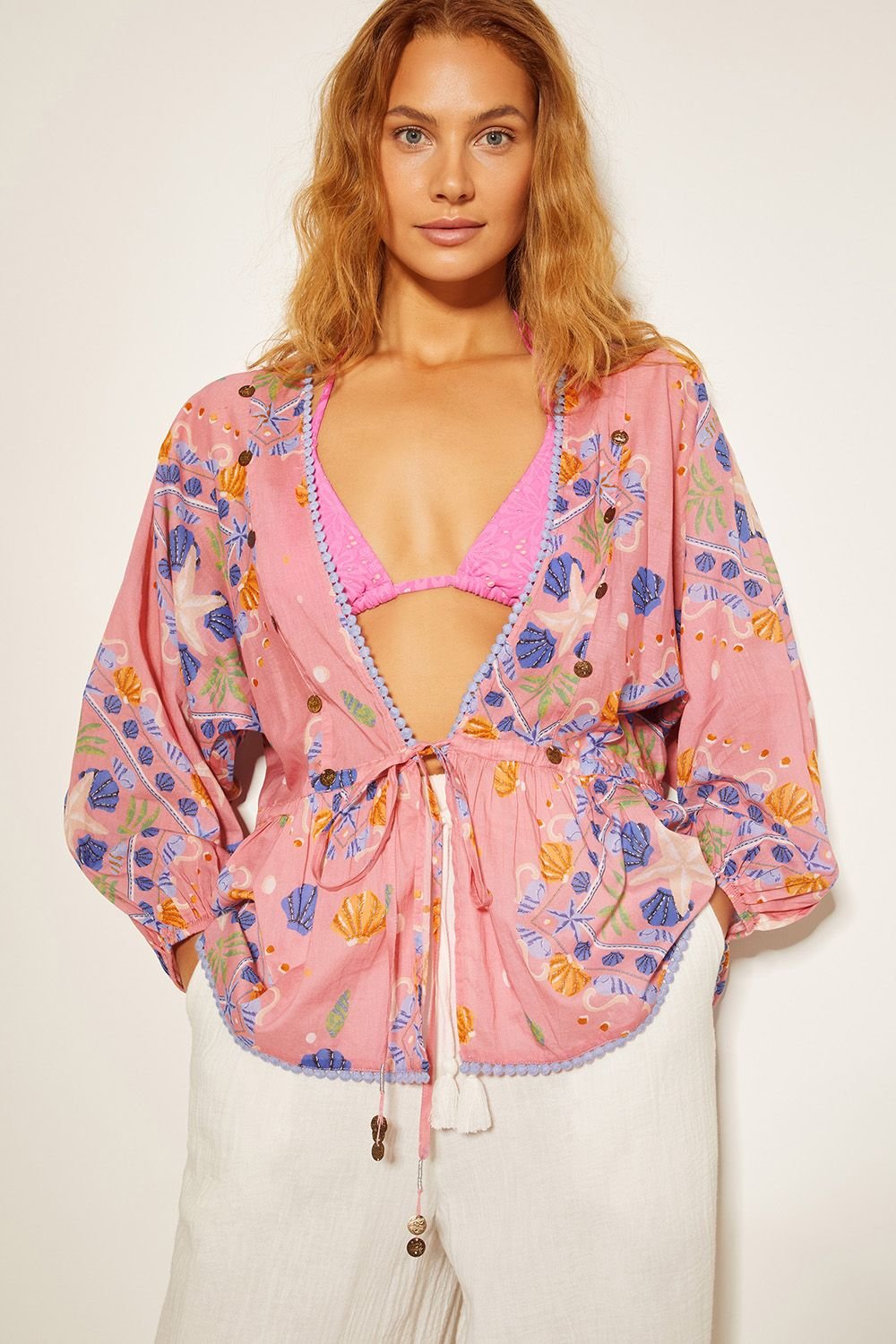 Monsoon Monsoon Women's Mabel Shell Print Kaftan Top Orange - 3