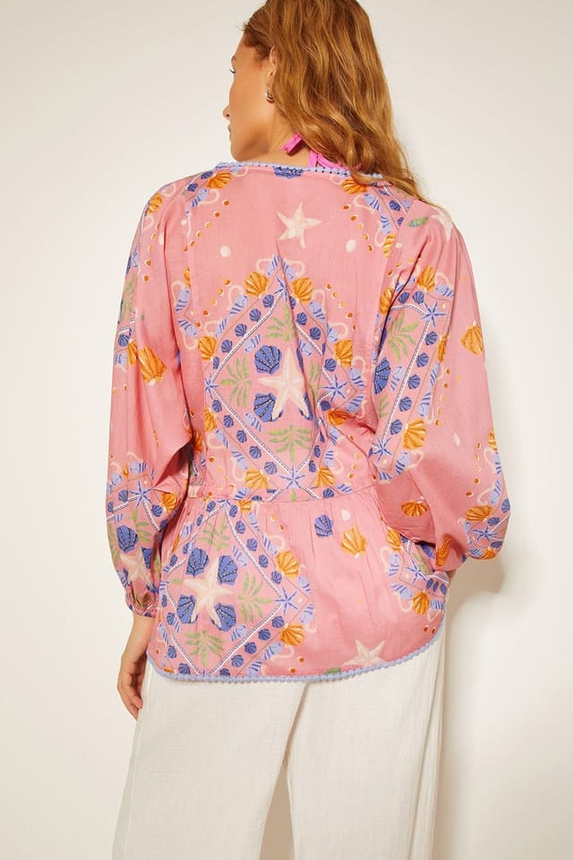 Monsoon Monsoon Women's Mabel Shell Print Kaftan Top Orange - 3