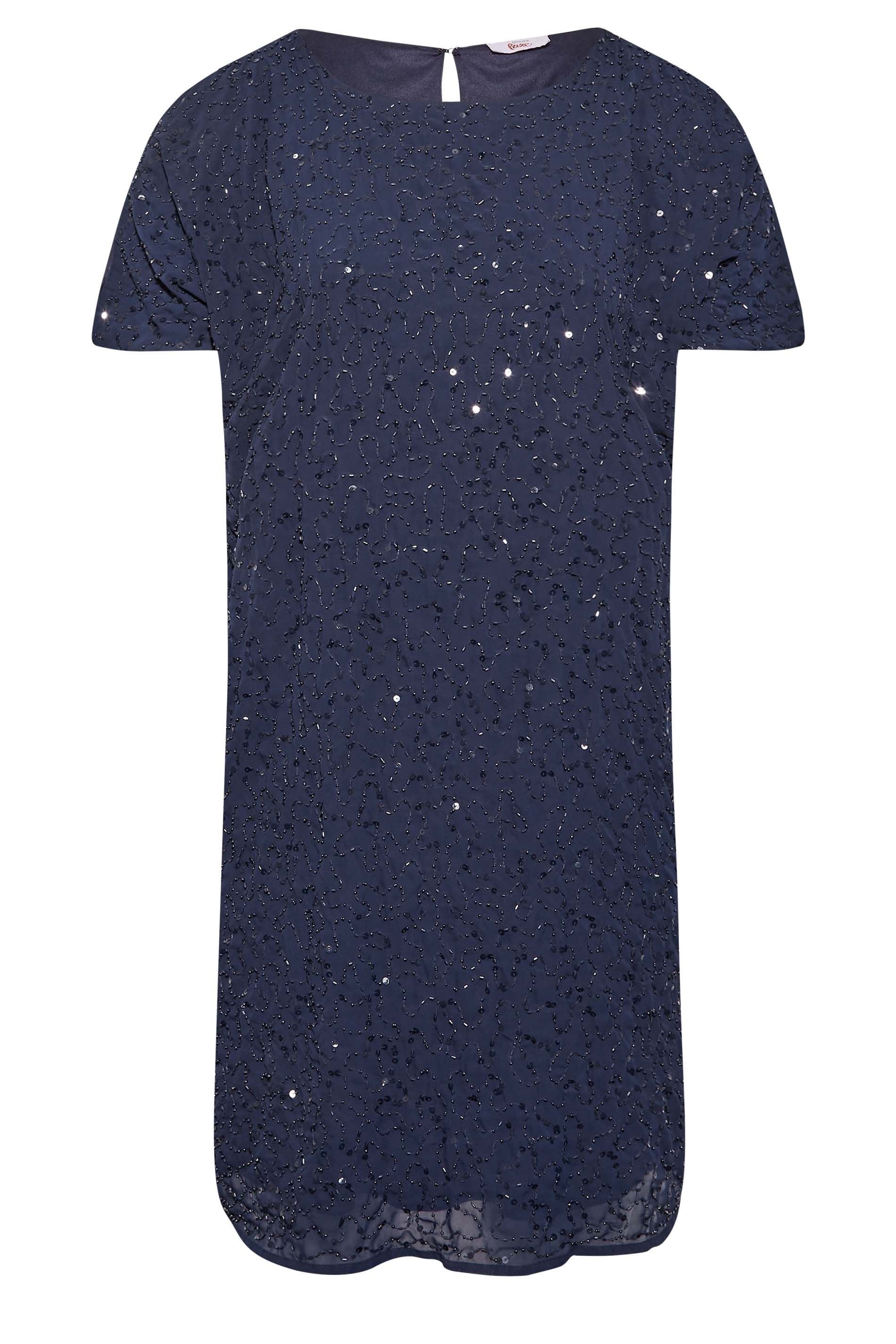 Yours Yours Women's Embellished Shift Dress in Dark Blue - 2