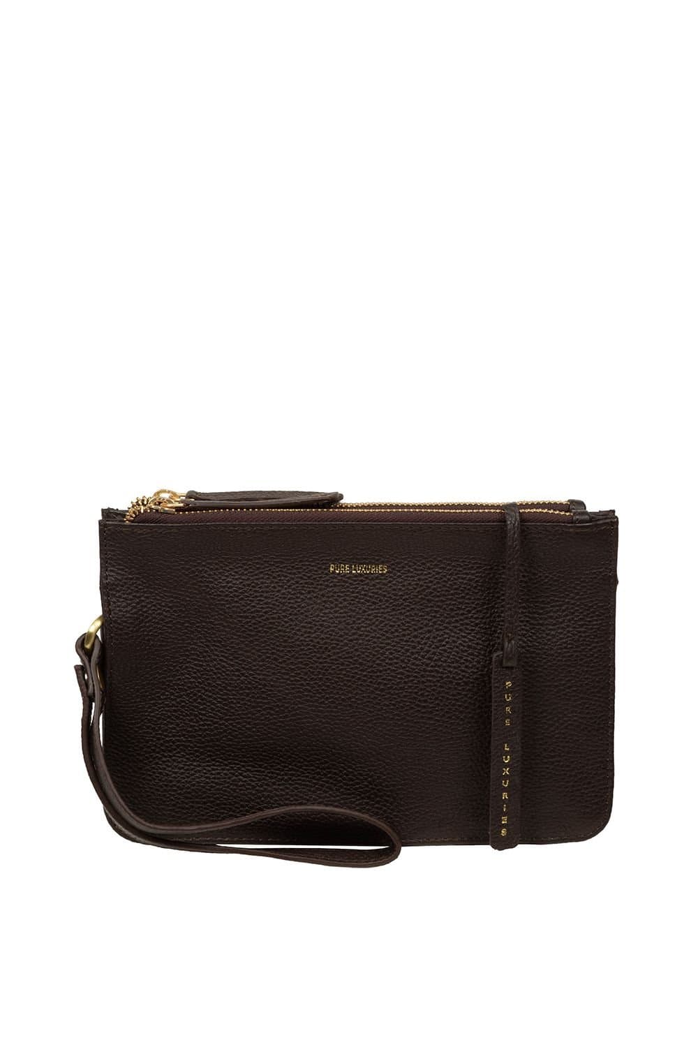 Pure Luxuries London Pure Luxuries London Dark Brown Leather Clutch Bag