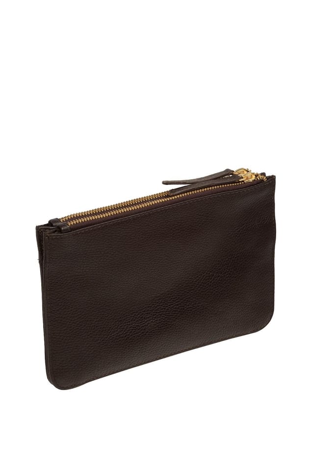 Pure Luxuries London Pure Luxuries London Women's 'Eleanor' Leather Clutch Bag in Dark Brown - 2
