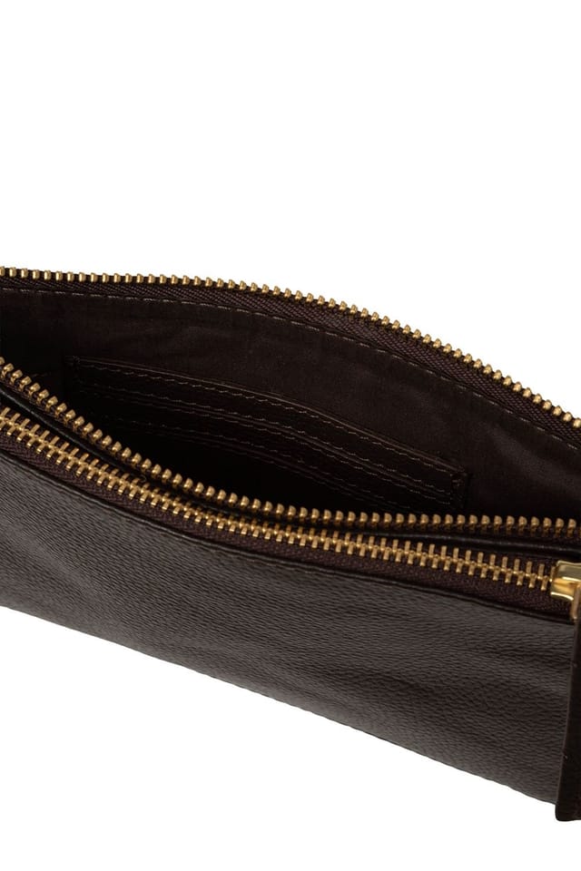 Pure Luxuries London Pure Luxuries London Women's 'Eleanor' Leather Clutch Bag in Dark Brown - 3